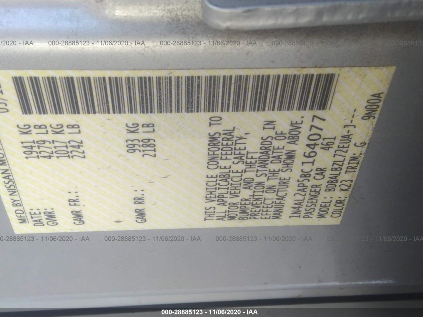 NISSAN ALTIMA 1N4AL2AP5BC164077