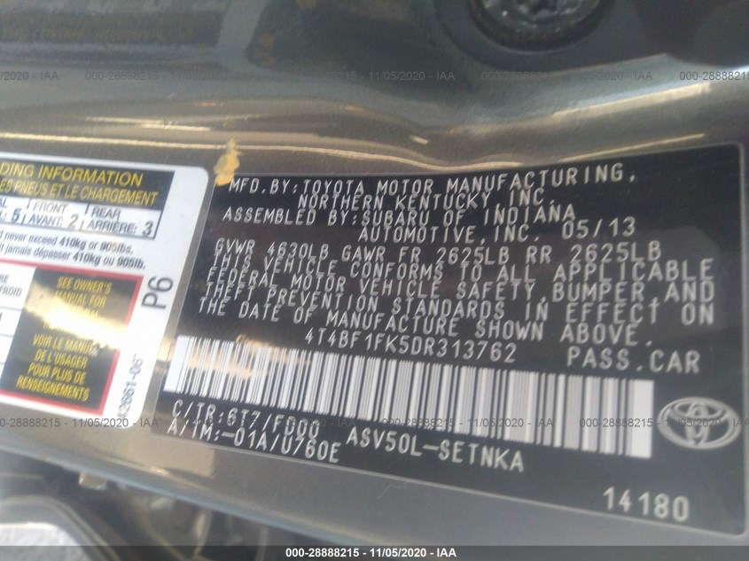 TOYOTA CAMRY 4T4BF1FK5DR313762