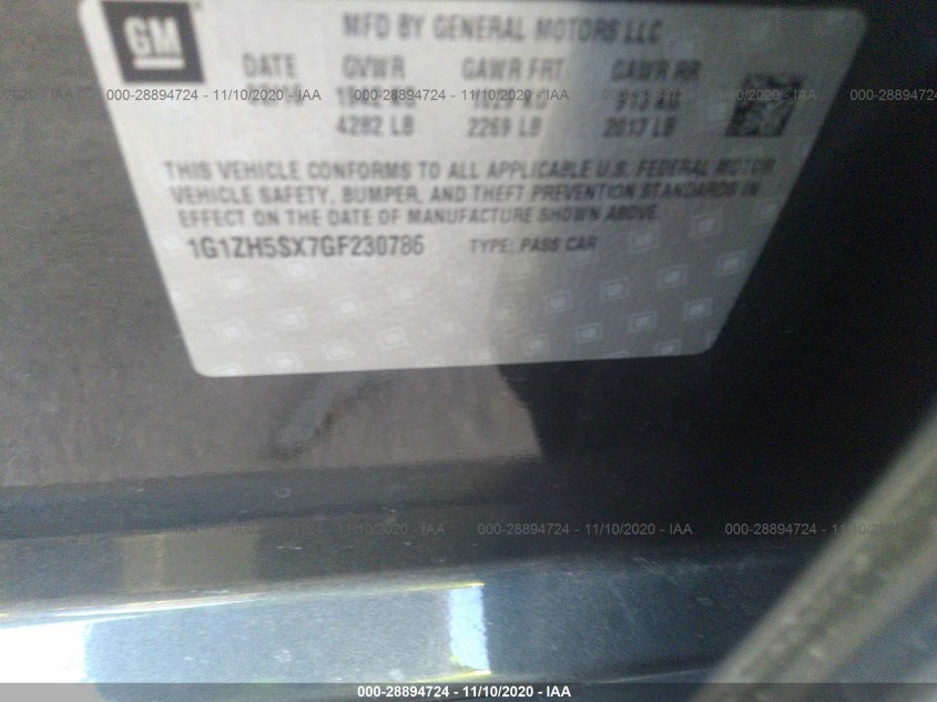 CHEVROLET MALIBU 1G1ZH5SX7GF230786