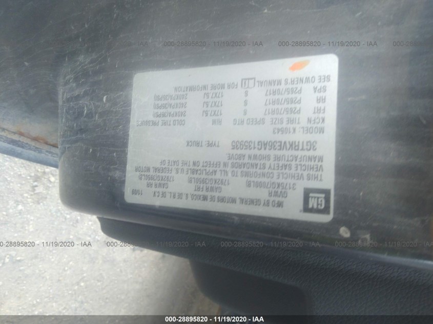 GMC SIERRA 1500 3GTRKVE36AG135935