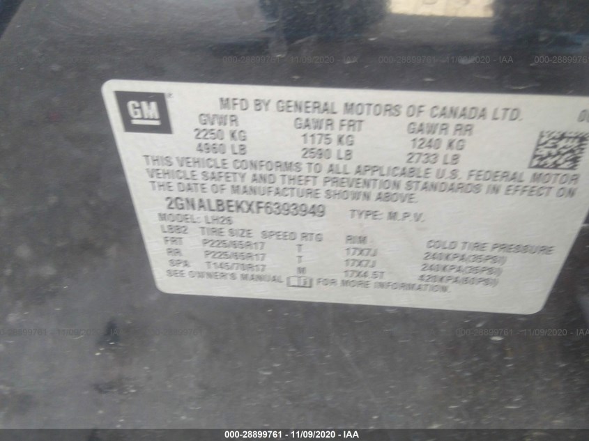 CHEVROLET EQUINOX 2GNALBEKXF6393949