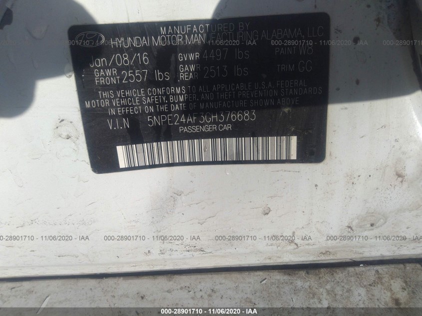 HYUNDAI SONATA 5NPE24AF3GH376683