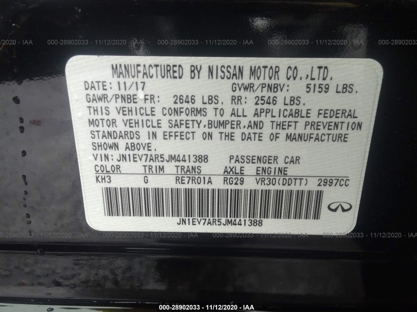 INFINITI Q50 JN1EV7AR5JM441388