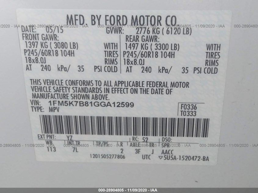 FORD EXPLORER 1FM5K7B81GGA12599