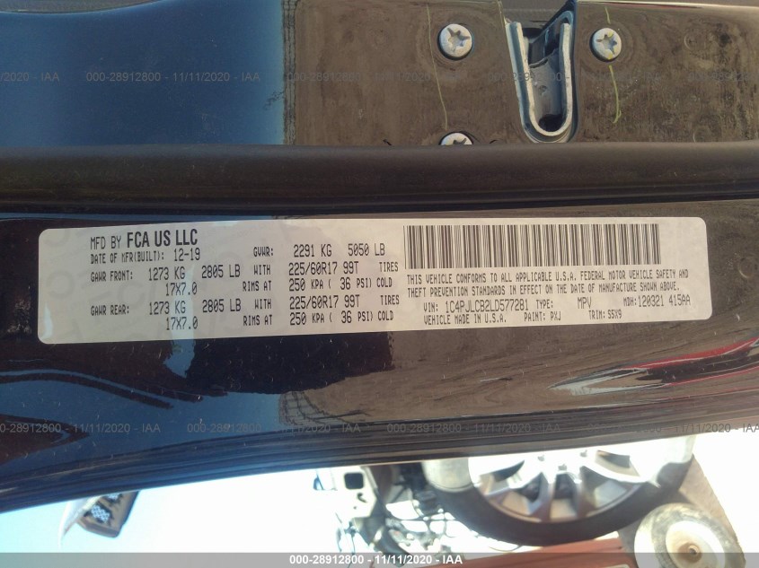 JEEP CHEROKEE 1C4PJLCB2LD577281