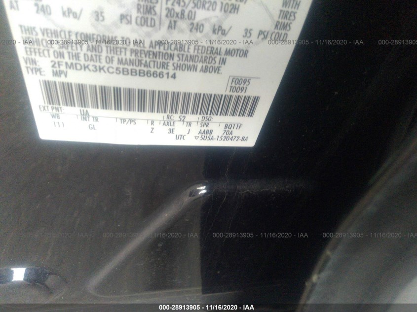 FORD EDGE 2FMDK3KC5BBB66614