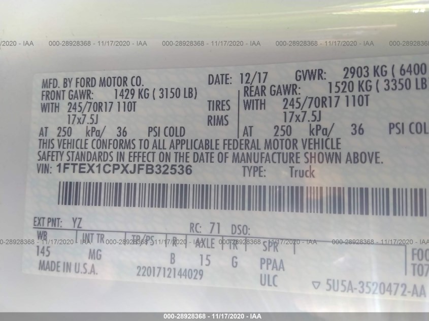 FORD F-150 1FTEX1CPXJFB32536