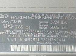 HYUNDAI ELANTRA 5NPD84LF7JH362414