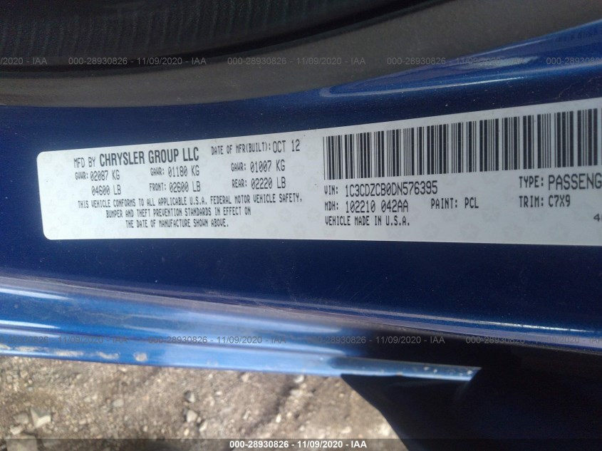 DODGE AVENGER 1C3CDZCB0DN576395