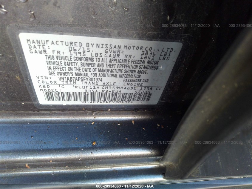 NISSAN SENTRA 3N1AB7AP6FY301974