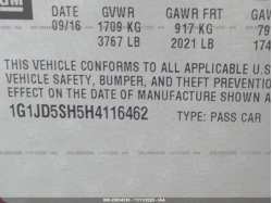CHEVROLET SONIC 1G1JD5SH5H4116462