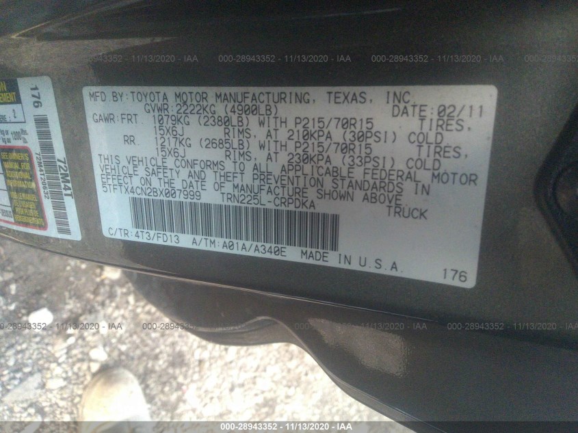 TOYOTA TACOMA 5TFTX4CN2BX007999