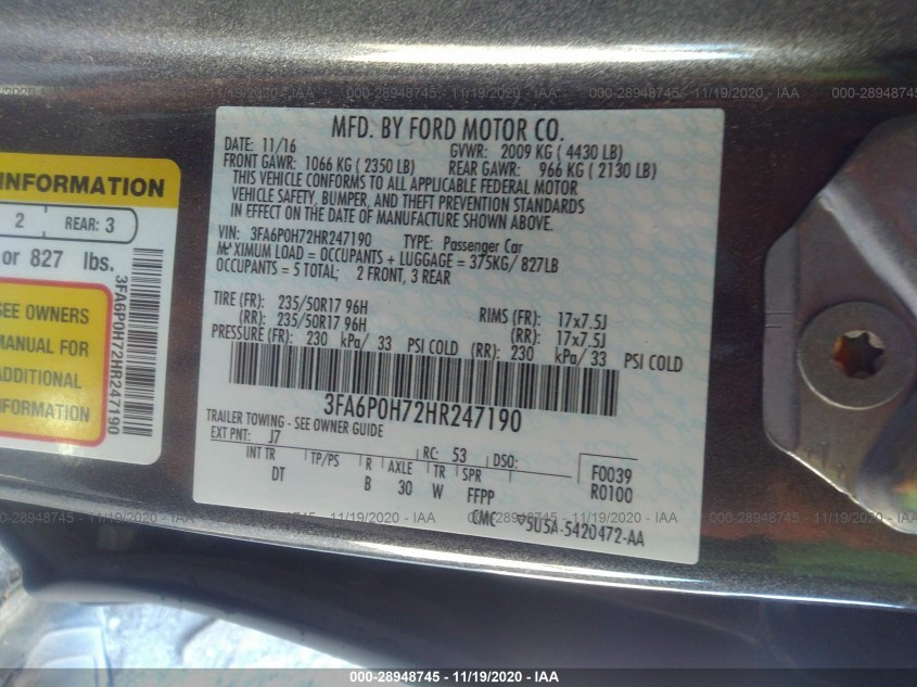 FORD FUSION 3FA6P0H72HR247190