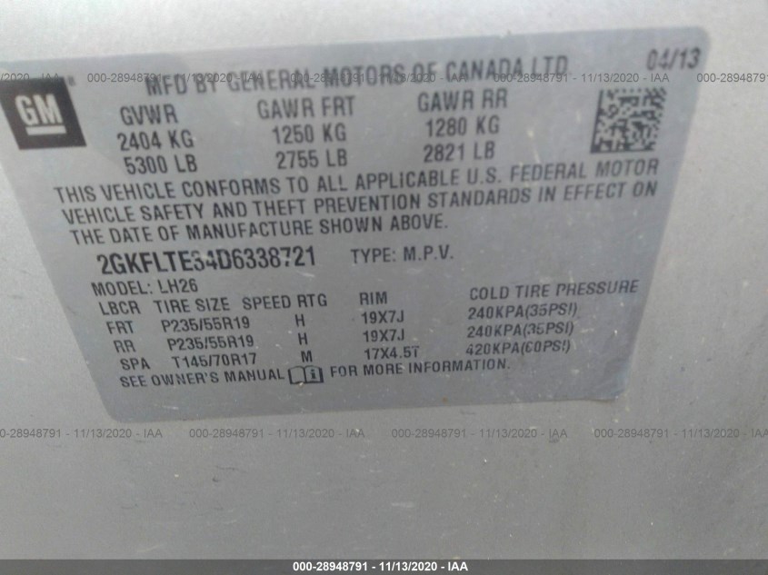 GMC TERRAIN 2GKFLTE34D6338721