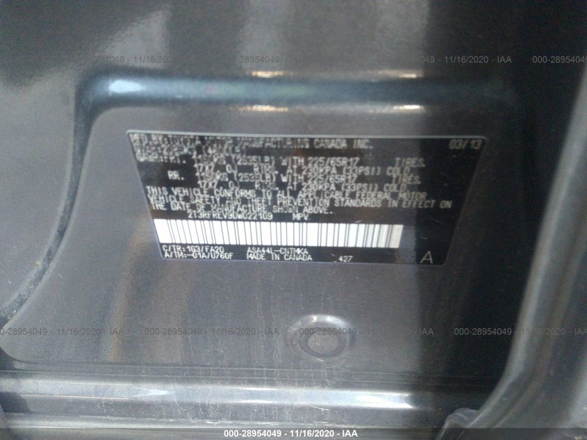 TOYOTA RAV4 2T3RFREV9DW022109