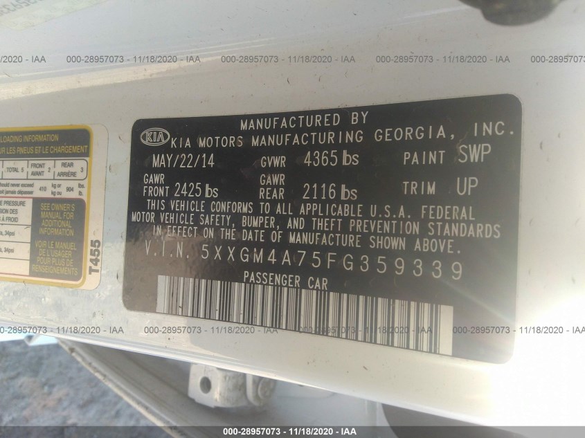 KIA OPTIMA 5XXGM4A75FG359339