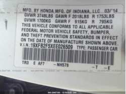 HONDA CIVIC SEDAN 19XFB2F5XEE026509
