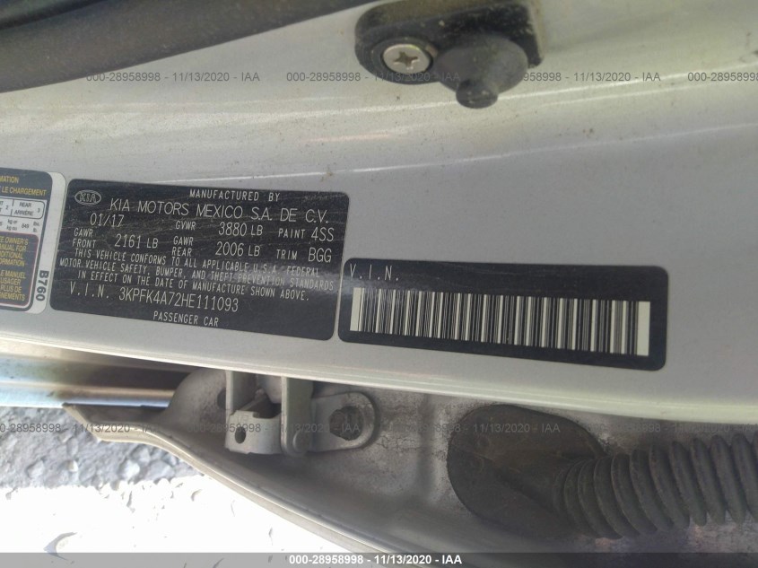 KIA FORTE 3KPFK4A72HE111093
