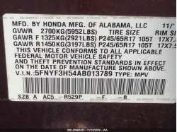 HONDA PILOT 5FNYF3H54AB013789
