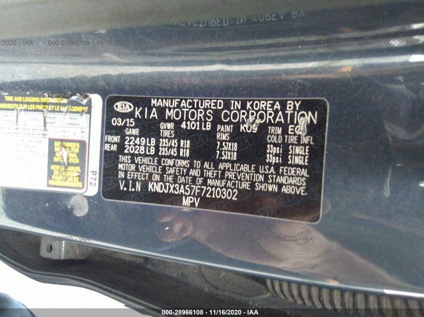 KIA SOUL KNDJX3A57F7210302