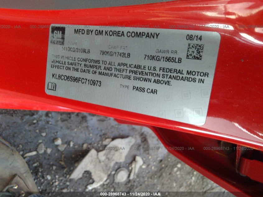CHEVROLET SPARK KL8CD6S96FC710973