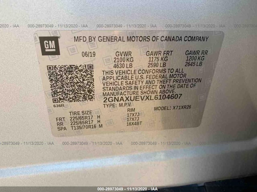 CHEVROLET EQUINOX 2GNAXUEVXL6104607
