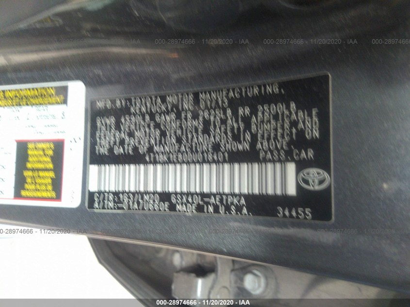 TOYOTA AVALON 4T1BK1EB0DU018401