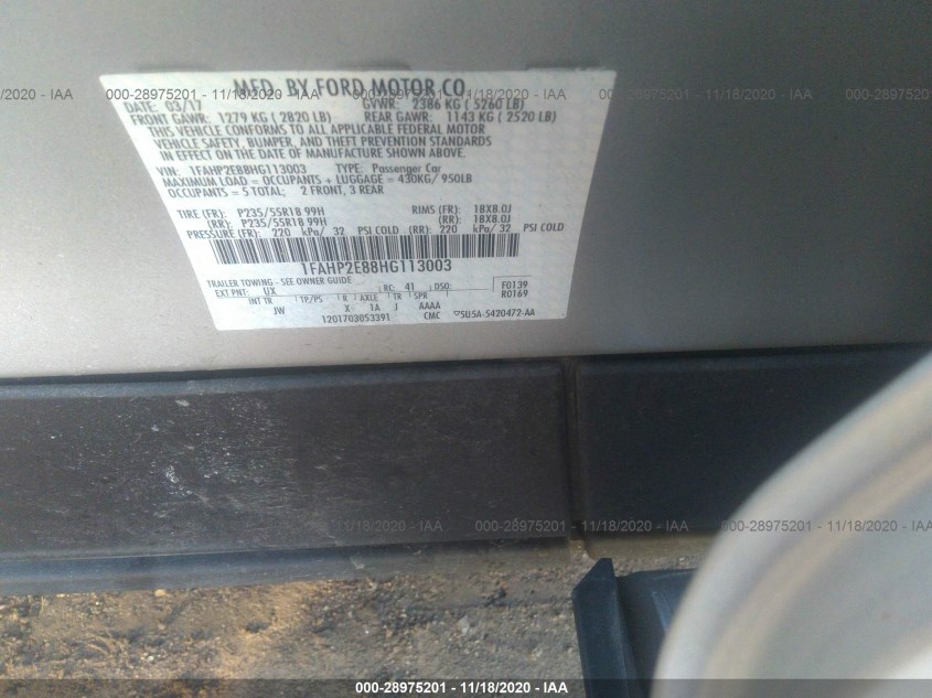FORD TAURUS 1FAHP2E88HG113003