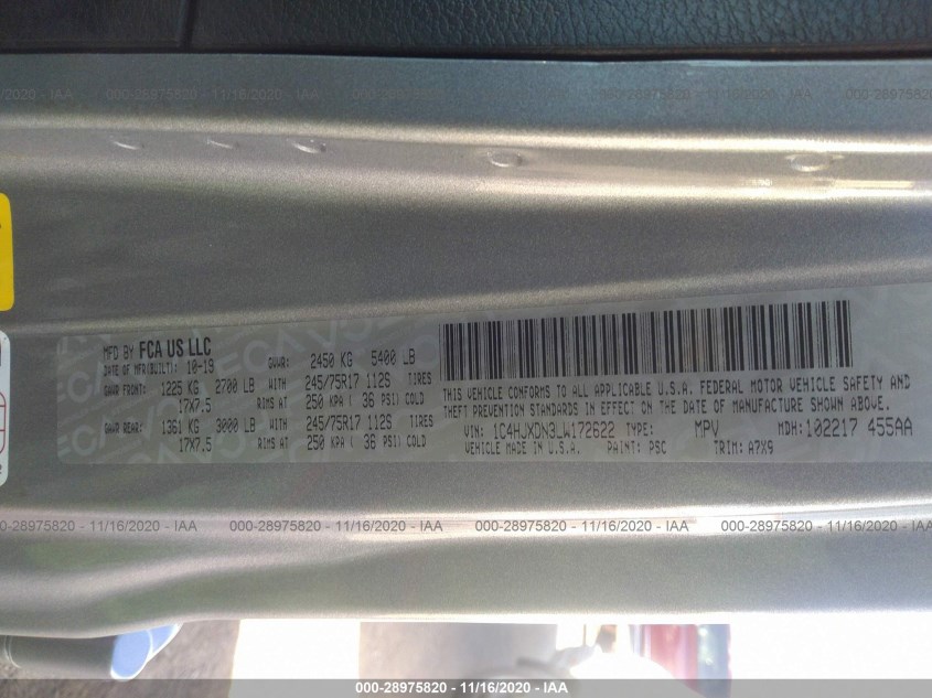JEEP WRANGLER UNLIMITED 1C4HJXDN3LW172622