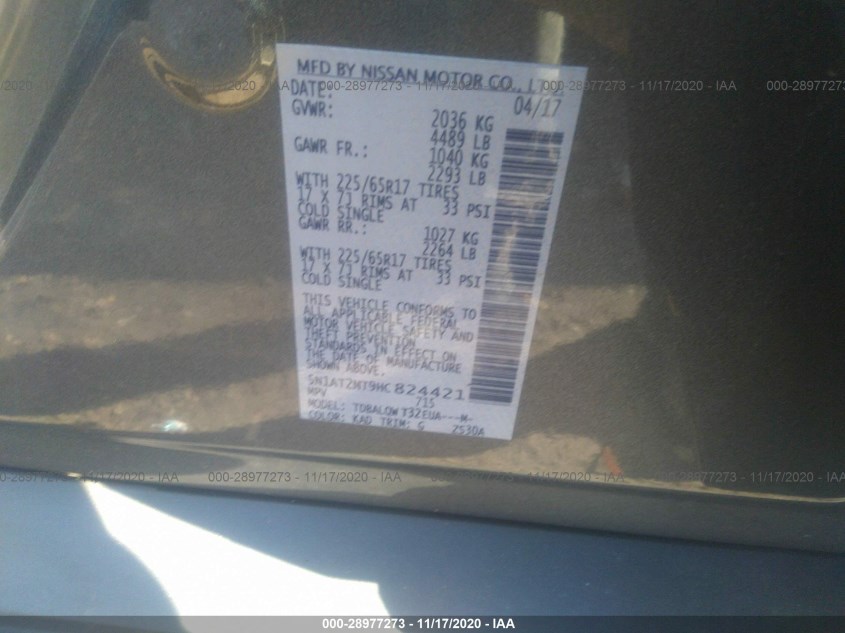 NISSAN ROGUE 5N1AT2MT9HC824421