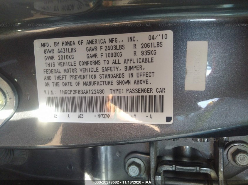 HONDA ACCORD SDN 1HGCP2F83AA122480