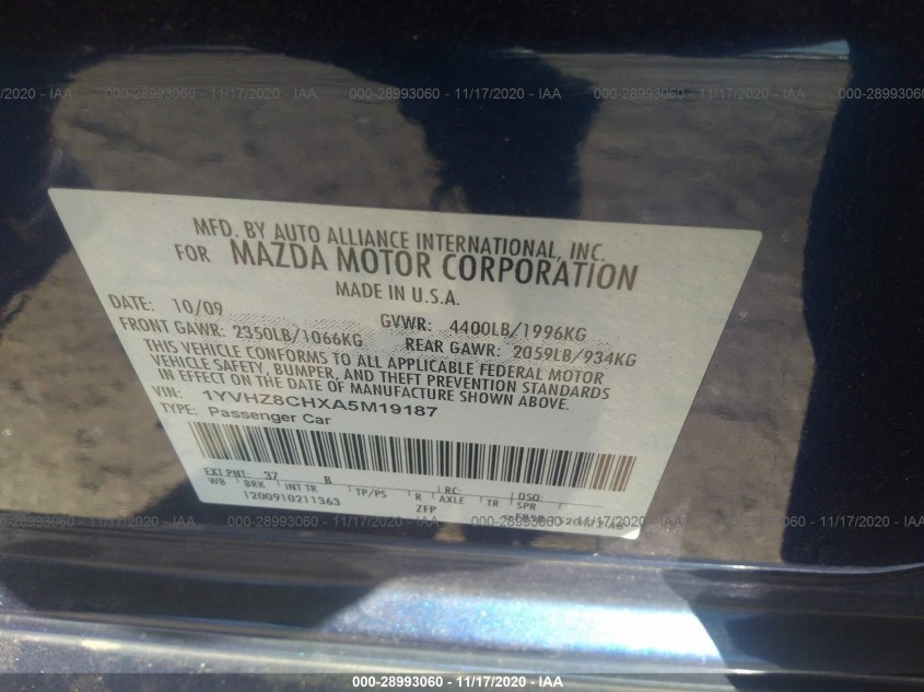 MAZDA MAZDA6 1YVHZ8CHXA5M19187