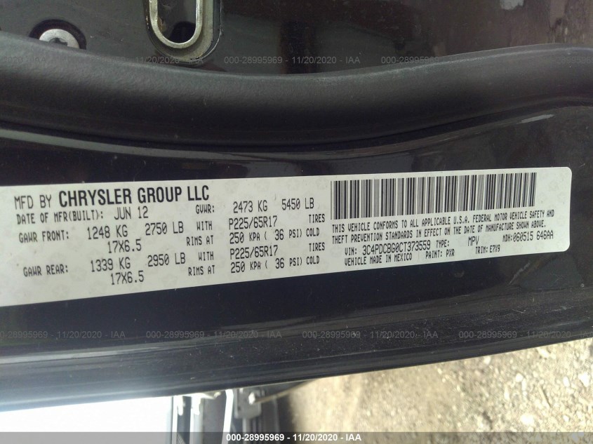 DODGE JOURNEY 3C4PDCBG0CT373559