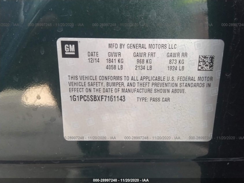 CHEVROLET CRUZE 1G1PC5SBXF7161143