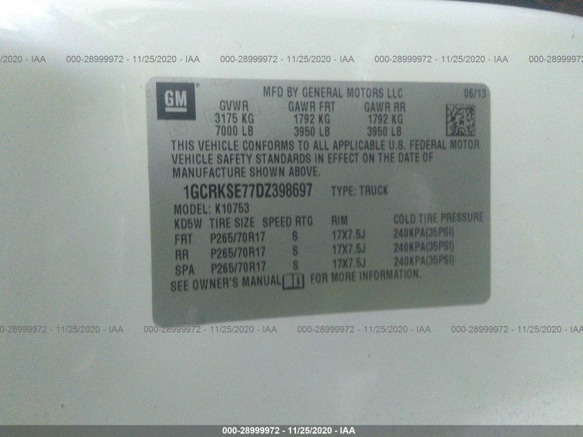 CHEVROLET SILVERADO 1500 1GCRKSE77DZ398697