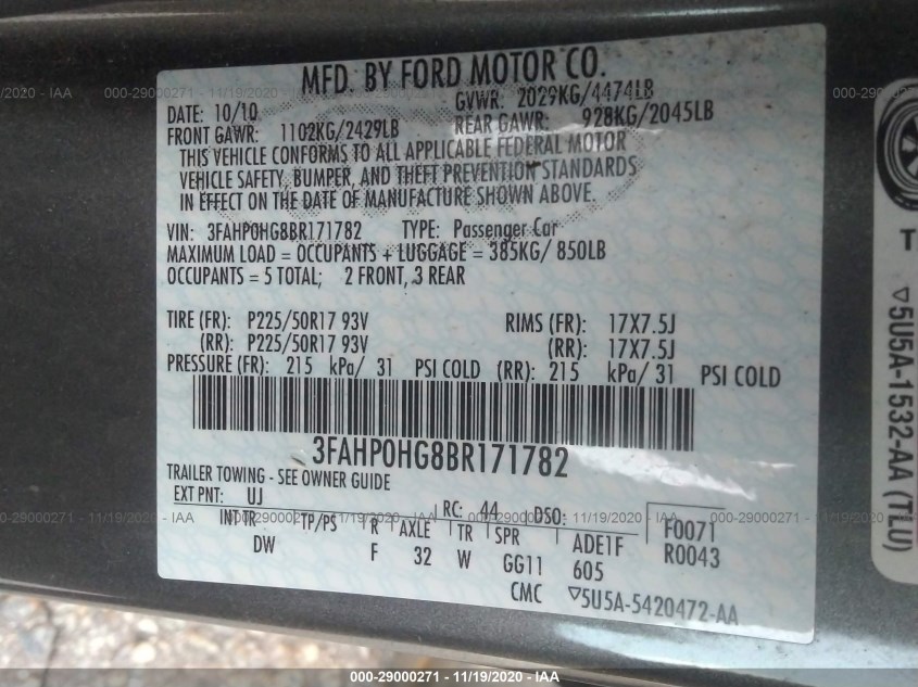 FORD FUSION 3FAHP0HG8BR171782