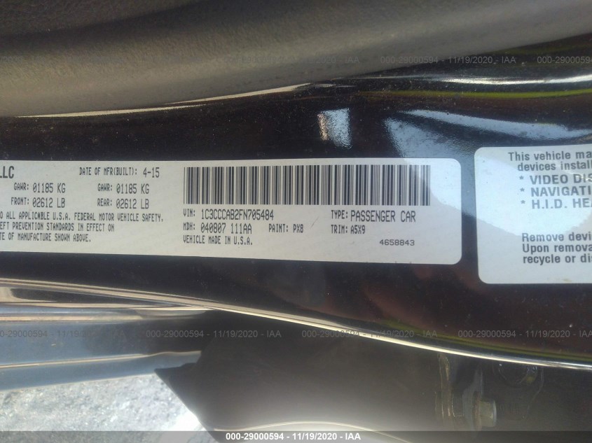 CHRYSLER 200 1C3CCCAB2FN705484
