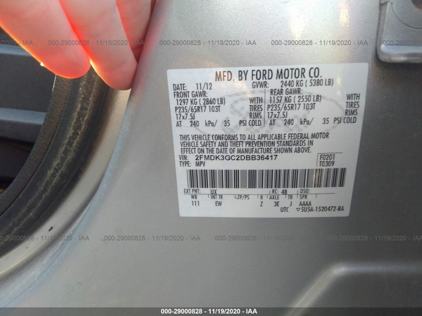 FORD EDGE 2FMDK3GC2DBB36417