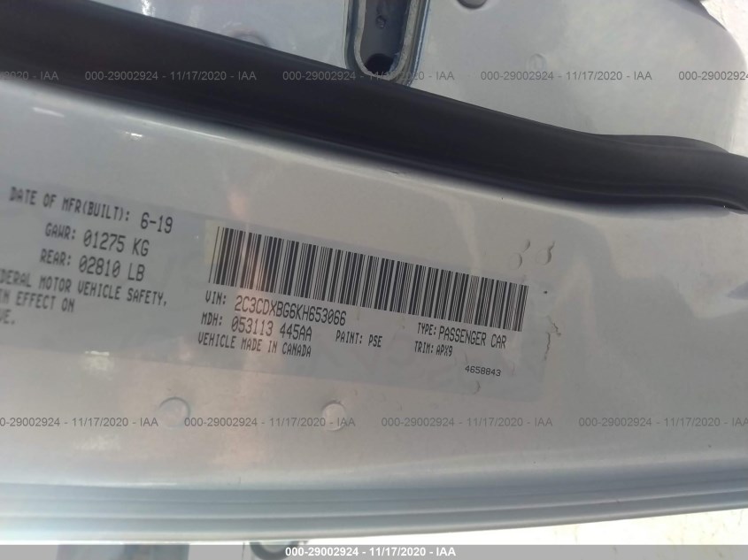 DODGE CHARGER 2C3CDXBG6KH653066