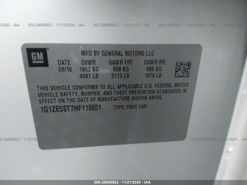 CHEVROLET MALIBU 1G1ZE5ST7HF116651