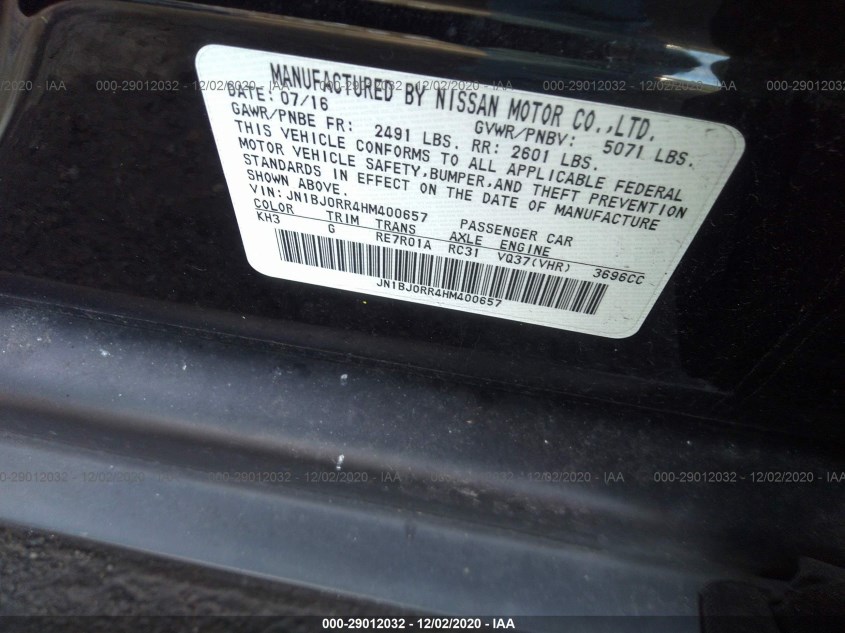 INFINITI QX50 JN1BJ0RR4HM400657