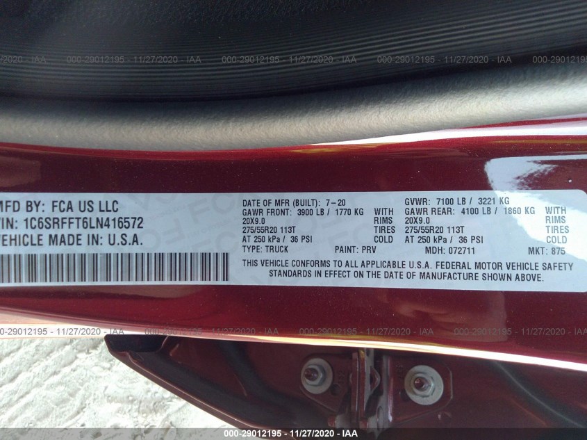 RAM 1500 1C6SRFFT6LN416572