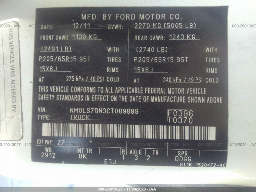 FORD TRANSIT CONNECT NM0LS7DN3CT089889