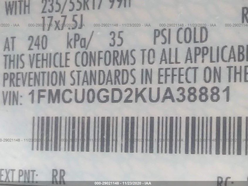 FORD ESCAPE 1FMCU0GD2KUA38881