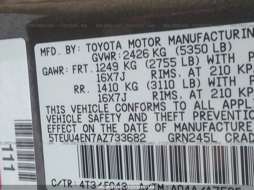 TOYOTA TACOMA 5TEUU4EN7AZ733682