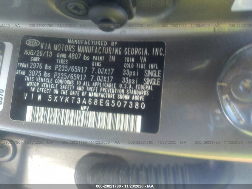 KIA SORENTO 5XYKT3A68EG507380