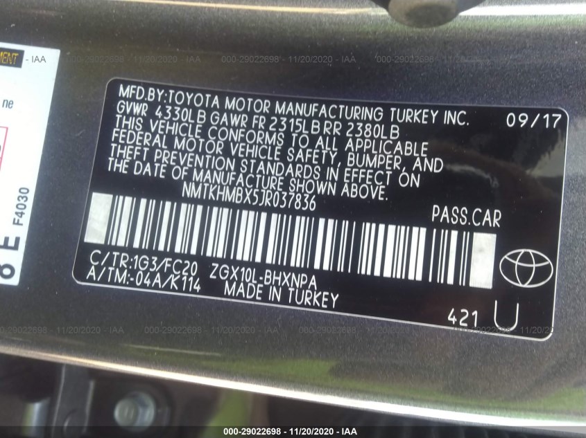 TOYOTA C-HR NMTKHMBX5JR037836