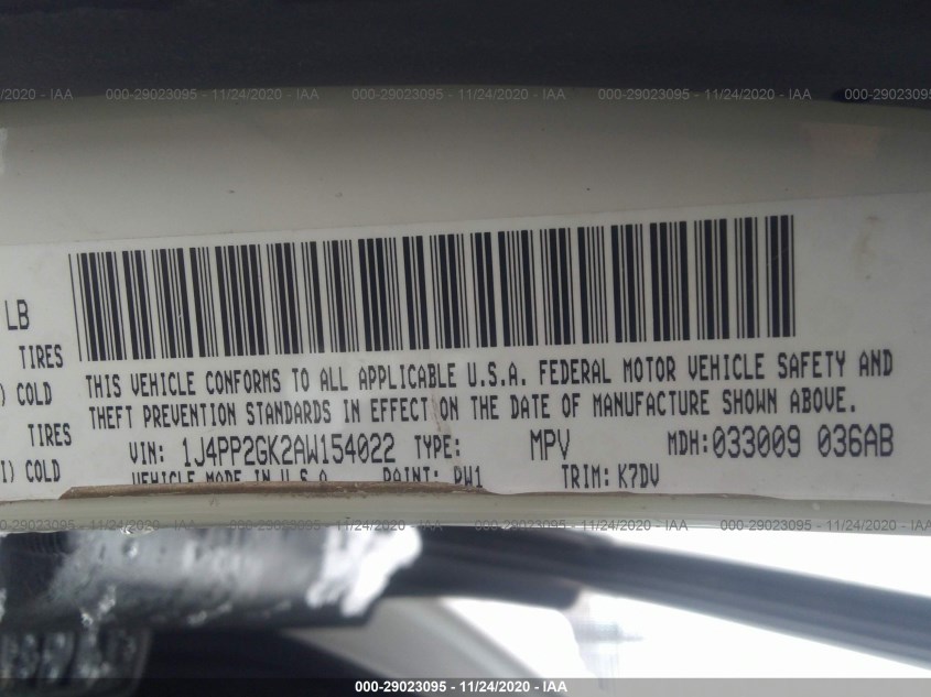 JEEP LIBERTY 1J4PP2GK2AW154022