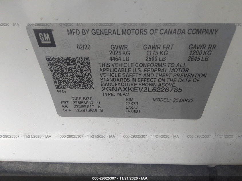 CHEVROLET EQUINOX 2GNAXKEV2L6226785