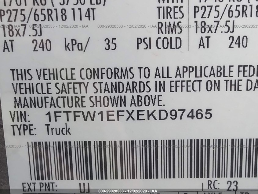 FORD F-150 1FTFW1EFXEKD97465
